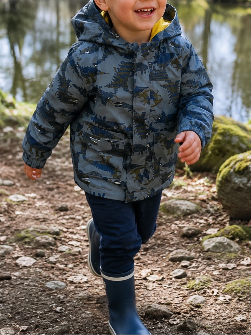Old Navy Dinosaur Rain Jacket 3T Toddler Boys Hooded Coat
